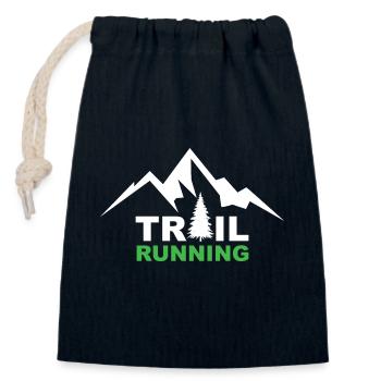 Trail Run Ultra Running Trekking en montagne Course à pied - Sac cadeau en coton avec cordon (14 x 20 cm) - bleu marine - Devant