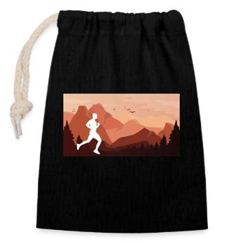 Trail Run Ultra Running Trekking en montagne Course à pied - Sac cadeau en coton avec cordon (14 x 20 cm) - noir - Devant