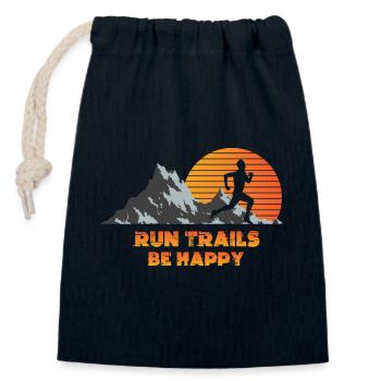 Trail Run Ultra Running Trekking en montagne Course à pied - Sac cadeau en coton avec cordon (14 x 20 cm) - bleu marine - Devant