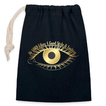 EYE - Closable cotton gift bag (14x20cm) - navy - Front