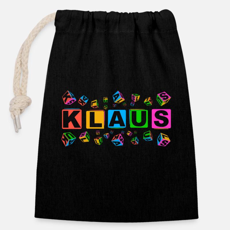 KLAUS colourful cubes - Verschließbarer Geschenkbeutel aus Baumwolle (14x20cm) - Schwarz