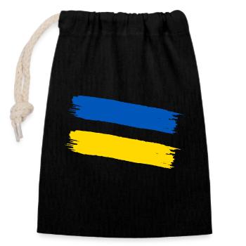 Unterstütze die Ukraine - Verschließbarer Geschenkbeutel aus Baumwolle (14x20cm) - Schwarz - Vorne