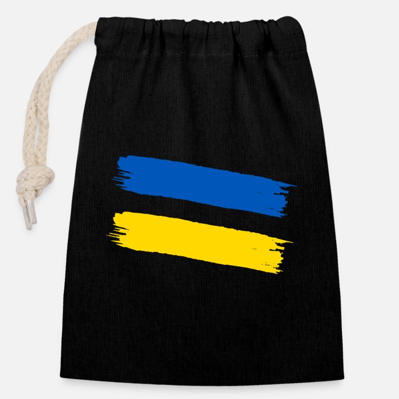 Unterstütze die Ukraine - Verschließbarer Geschenkbeutel aus Baumwolle (14x20cm) - Schwarz