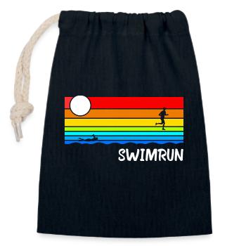 SwimRun Swimming Jogging Endurance Sports Idea - Closable cotton gift bag (14x20cm) - navy - Front