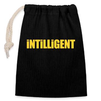 Intilligent Fun Intelligent - Verschließbarer Geschenkbeutel aus Baumwolle (14x20cm) - Schwarz - Vorne