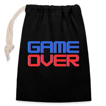 Game Over - Verschließbarer Geschenkbeutel aus Baumwolle (14x20cm) - Schwarz - Vorne