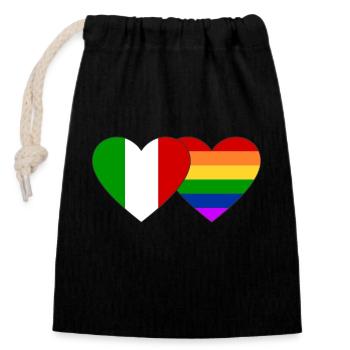 Italy Rainbow Flag - Closable cotton gift bag (14x20cm) - black - Front