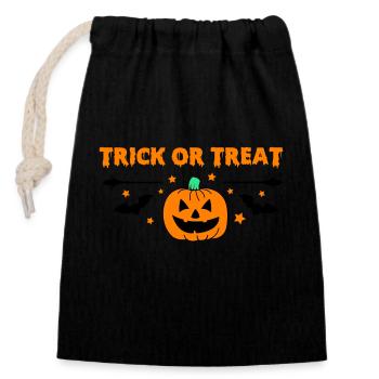 trick or treat - Closable cotton gift bag (14x20cm) - black - Front