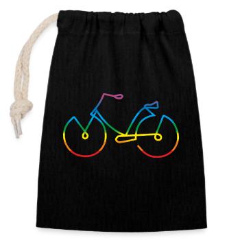 Bike - Closable cotton gift bag (14x20cm) - black - Front