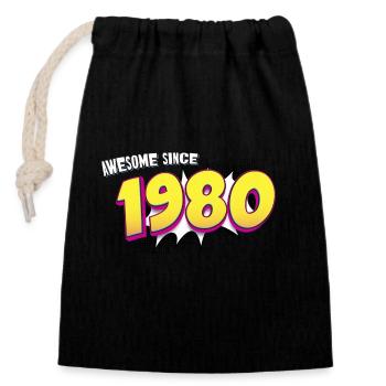 Rétro 43e anniversaire dans le Style de bande dessinée Pop Art - Sac cadeau en coton avec cordon (14 x 20 cm) - noir - Devant