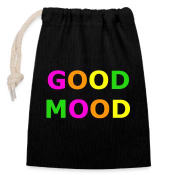Good Mood - Verschließbarer Geschenkbeutel aus Baumwolle (14x20cm) - Schwarz - Vorne