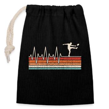 Rugby heartbeat rugby player - Closable cotton gift bag (14x20cm) - black - Front