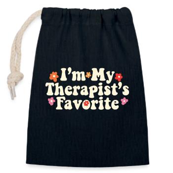I'm My Therapist's Favorite Mental Wellness - Closable cotton gift bag (14x20cm) - navy - Front