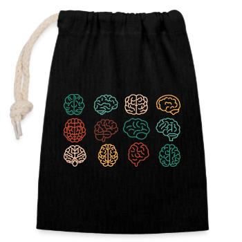 Neurology, Nurse, Brain, Neurologist - Closable cotton gift bag (14x20cm) - black - Front