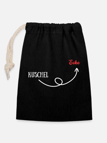 Kuschel Ecke - Verschließbarer Geschenkbeutel aus Baumwolle (14x20cm) - Schwarz