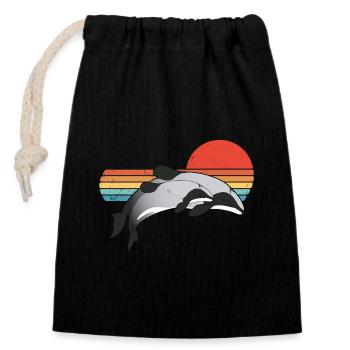 New Zealand Maui Dolphin - Closable cotton gift bag (14x20cm) - black - Front