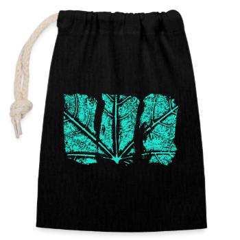 Leaves Structure - Abstract Pattern - Closable cotton gift bag (14x20cm) - black - Front