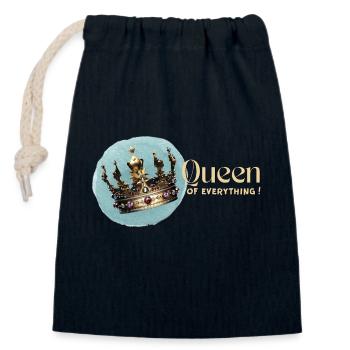 Reine de tout - Sac cadeau en coton avec cordon (14 x 20 cm) - bleu marine - Devant