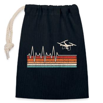 Battement de cœur du pilote de drone - Sac cadeau en coton avec cordon (14 x 20 cm) - bleu marine - Devant