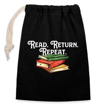 Read Return Repeat Library Worker Librarian Book - Verschließbarer Geschenkbeutel aus Baumwolle (14x20cm) - Schwarz - Vorne