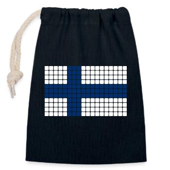 Finnland Flagge - Verschließbarer Geschenkbeutel aus Baumwolle (14x20cm) - Navy - Vorne