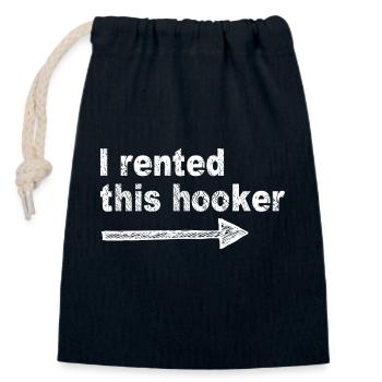 Offensive I Rented This Funny Adult Humor Saying - Closable cotton gift bag (14x20cm) - navy - Front