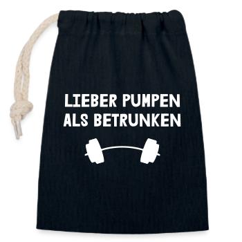 Lieber Pumpen als betrunken - Verschließbarer Geschenkbeutel aus Baumwolle (14x20cm) - Navy - Vorne