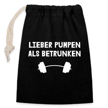 Lieber Pumpen als betrunken - Verschließbarer Geschenkbeutel aus Baumwolle (14x20cm) - Schwarz - Vorne