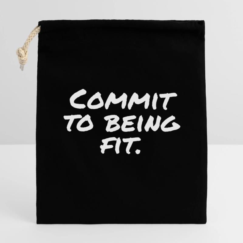 Commit to being fit Closable cotton gift bag (14x20cm)