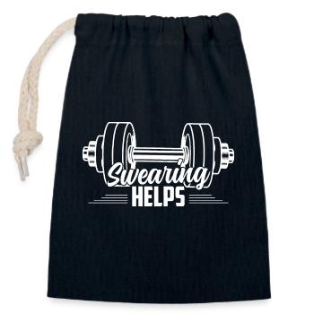 Swearing Helps Weight Lifting Workout Training - Closable cotton gift bag (14x20cm) - navy - Front
