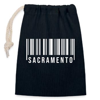 Code-barres de Sacramento - Sac cadeau en coton avec cordon (14 x 20 cm) - bleu marine - Devant