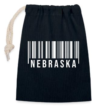 Code-barres du Nebraska - Sac cadeau en coton avec cordon (14 x 20 cm) - bleu marine - Devant