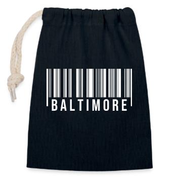 Code-barres Baltimore - Sac cadeau en coton avec cordon (14 x 20 cm) - bleu marine - Devant