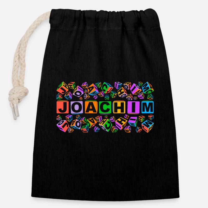 JOACHIM colourful cubes - Verschließbarer Geschenkbeutel aus Baumwolle (14x20cm) - Schwarz