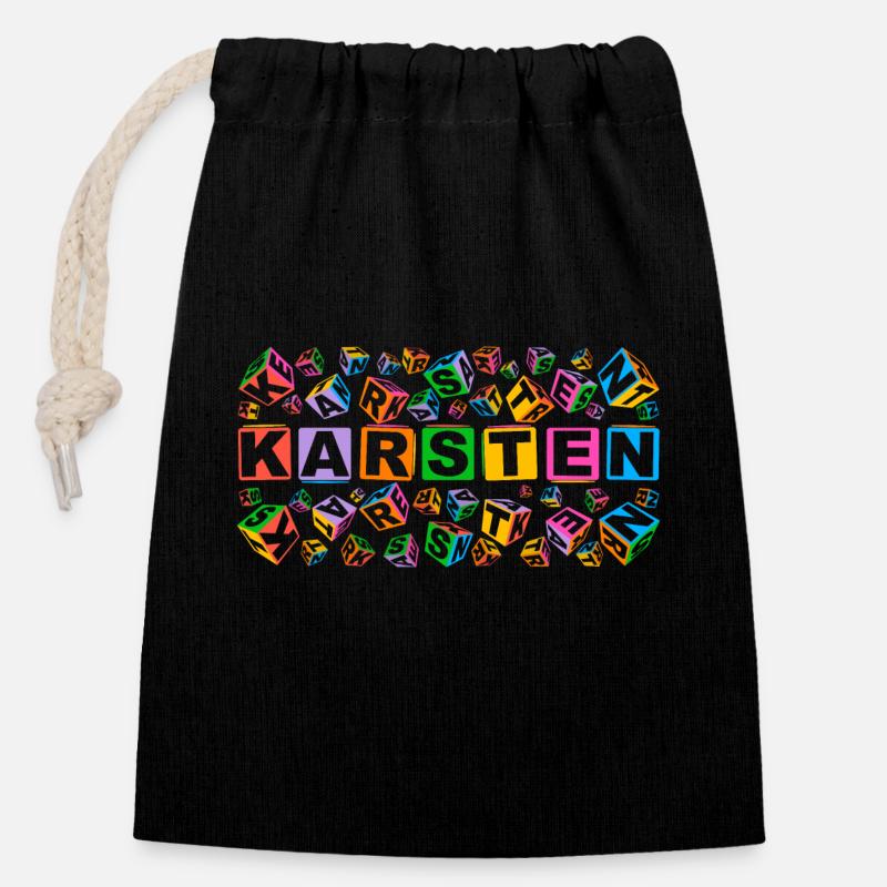 KARSTEN colourful cubes - Verschließbarer Geschenkbeutel aus Baumwolle (14x20cm) - Schwarz