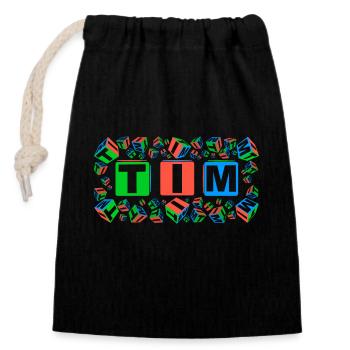 TIM colourful cubes - Verschließbarer Geschenkbeutel aus Baumwolle (14x20cm) - Schwarz - Vorne