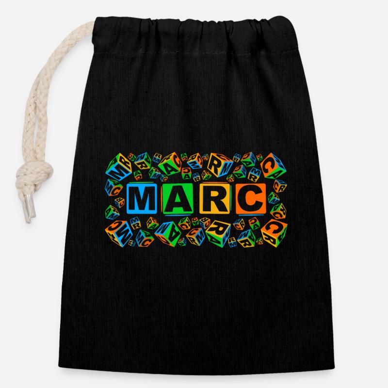 MARC colourful cubes - Verschließbarer Geschenkbeutel aus Baumwolle (14x20cm) - Schwarz