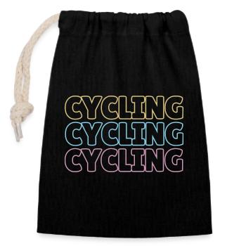cycling graphic - Closable cotton gift bag (14x20cm) - black - Front