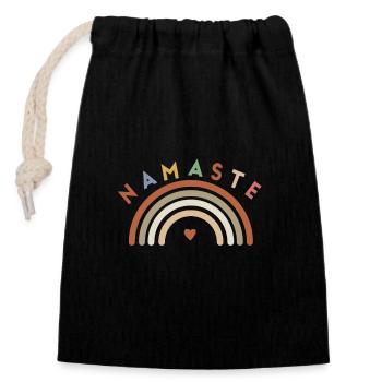 Namaste! Regenbogen, personalisierbar - Verschließbarer Geschenkbeutel aus Baumwolle (14x20cm) - Schwarz - Vorne