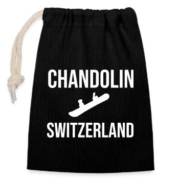 Chandolin Snowboard Souvenir Chandolin - Sac cadeau en coton avec cordon (14 x 20 cm) - noir - Devant
