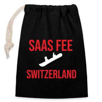 Saas Fee Gift Idea Saas Fee Souvenir - Closable cotton gift bag (14x20cm) - black - Front