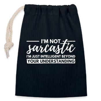 Je ne suis pas sarcastique. Juste intellectuellement avancé - Sac cadeau en coton avec cordon (14 x 20 cm) - bleu marine - Devant