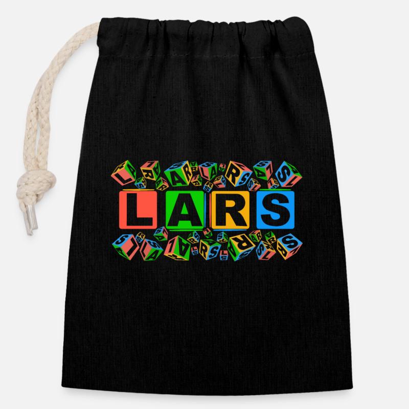 LARS colourful cubes - Verschließbarer Geschenkbeutel aus Baumwolle (14x20cm) - Schwarz
