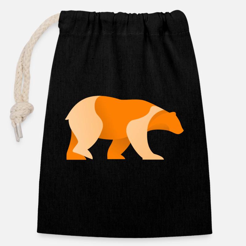 Logo de l’ours - Sac cadeau en coton avec cordon (14 x 20 cm) - noir
