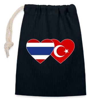 Coeur de drapeau de Thaïlande Türkiye - Sac cadeau en coton avec cordon (14 x 20 cm) - bleu marine - Devant