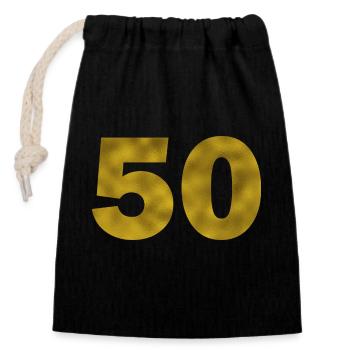 Birthday 50 years - Closable cotton gift bag (14x20cm) - black - Front