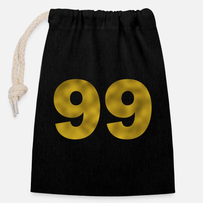 Anniversaire 99 ans - Sac cadeau en coton avec cordon (14 x 20 cm) - noir