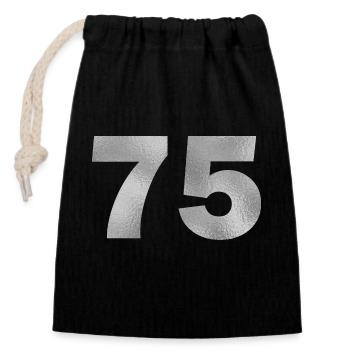Birthday 75 years - Closable cotton gift bag (14x20cm) - black - Front