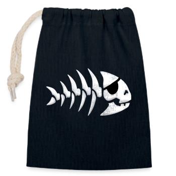 Piratenfisch - Verschließbarer Geschenkbeutel aus Baumwolle (14x20cm) - Navy - Vorne