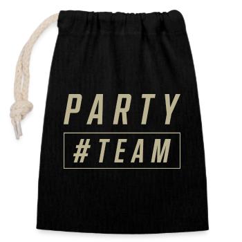 Party Team - Verschließbarer Geschenkbeutel aus Baumwolle (14x20cm) - Schwarz - Vorne